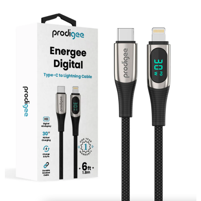 PRODIGEE ENERGEE DIGITAL CABLE C TO LIGHTNING BLACK