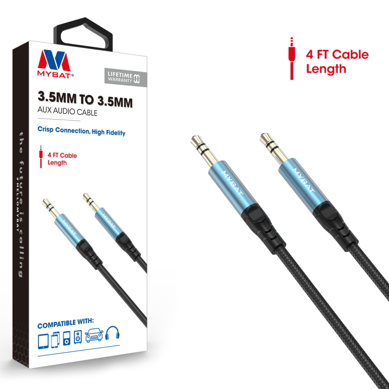 MYBAT CABLE DE 3.5 MM TO 3.5MM NEGRO CON AZUL 