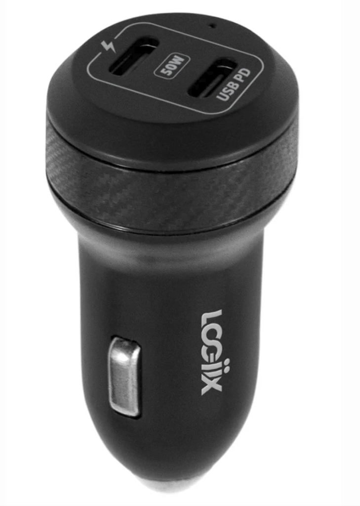 LOGiiX Power Lite 50W Duo Auto Charger - Black
