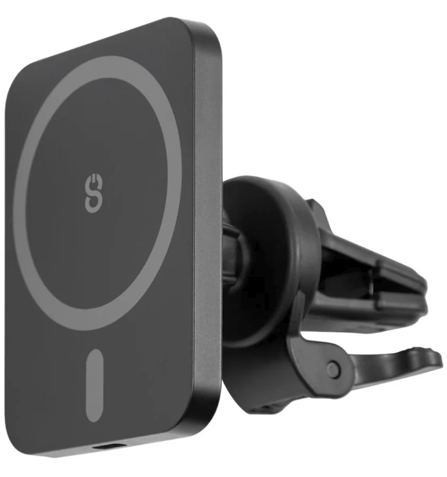 Soporte Magnético Para Auto En Rejilla De Aire Acondicionado LOGiiX Vent Mount Mag Carga Inalámbrica Magsafe 15W Negro