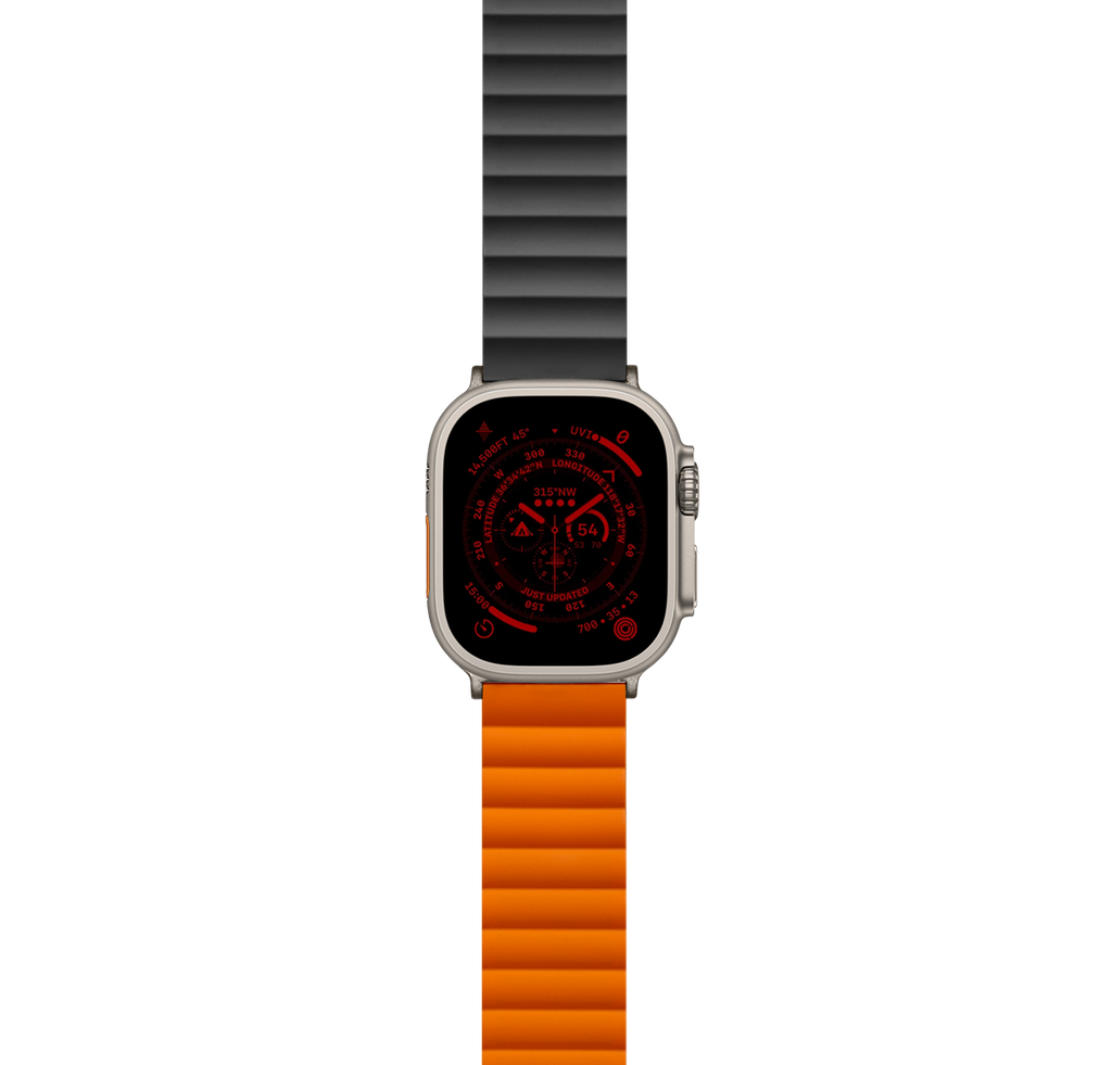 LOGiiX Vibrance Link Apple Watch Band 42/44/45/49mm S1-9/SE/Ultra - Black/Orange