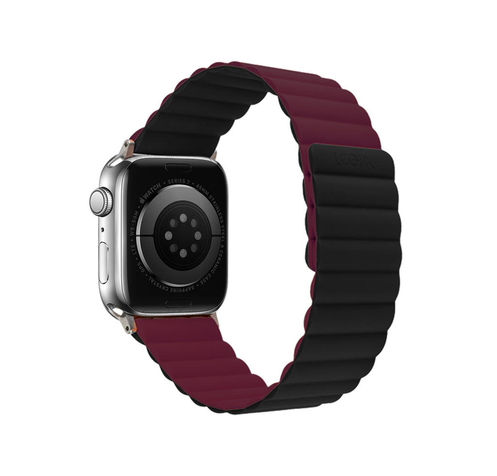 LOGiiX Vibrance Link Apple Watch Band 42/44/45/49mm S1-9/SE/Ultra - Black/Burgundy