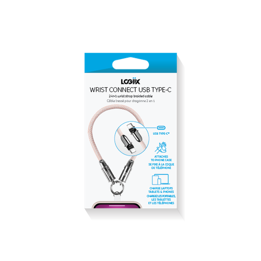 [802118139104] LOGIIX Connect USB Type-C to USB Type-C 1.2M Lanyard Cable - Pink